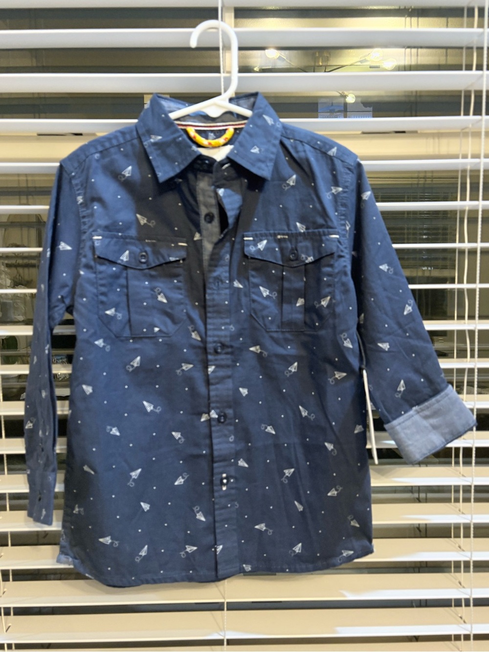 Boys Size 4 PaperDenim&Cloth Navy Blue Dress Shirt Button Down Long Sleeve NWT